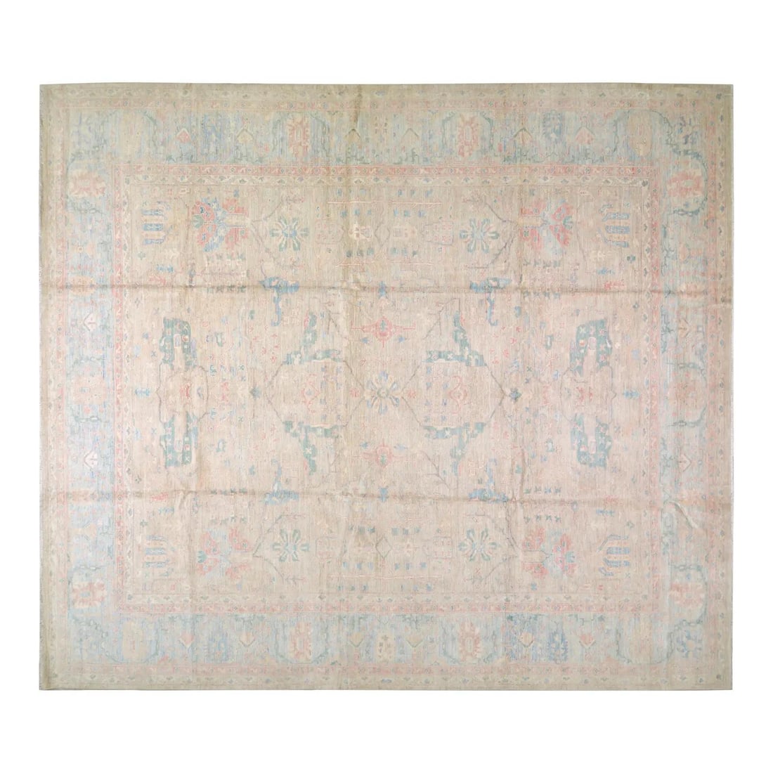 Hand Knotted Wool Oushak Area Rug 12'x13'8" Turkish Design (1 of 5)