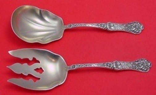 Yetive by Mount Vernon Gold Washed Sterling Silver Salad Serving Set 8 3/4": Yetive by Mount Vernon Gold Washed Sterling Silver Salad Serving Set 8 3/4" This exquisite Yetive by Mount Vernon salad serving set features a stunning gold wash finish over fine sterling silver. Meas