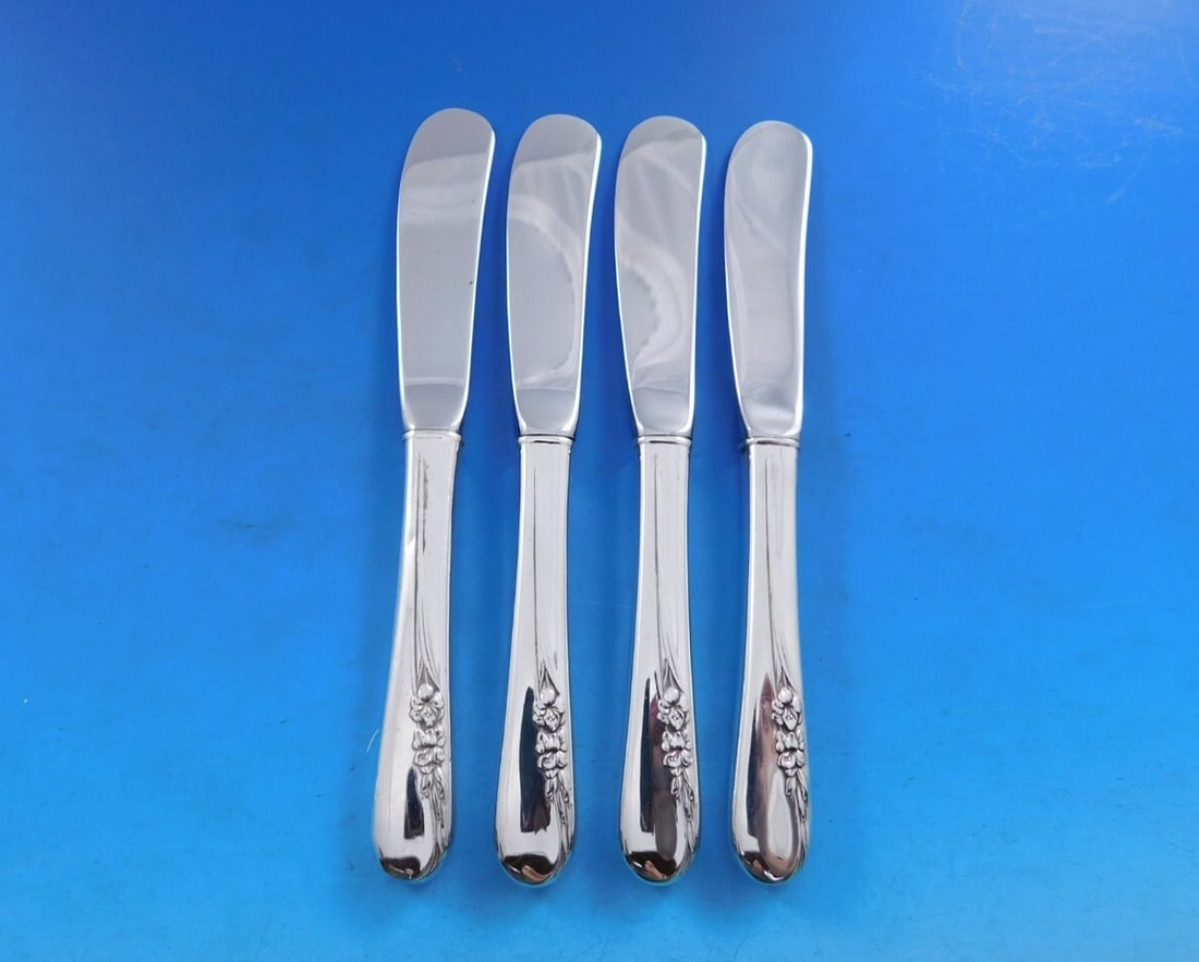 International Silver Blossom Time Butter Spreader Set of 4 Sterling Silver 6 Inch (1 of 3)
