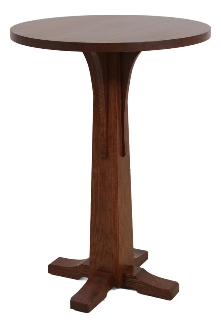 Stickley Mission Oak Pub Table Round 30w x 42.5h (1 of 10)