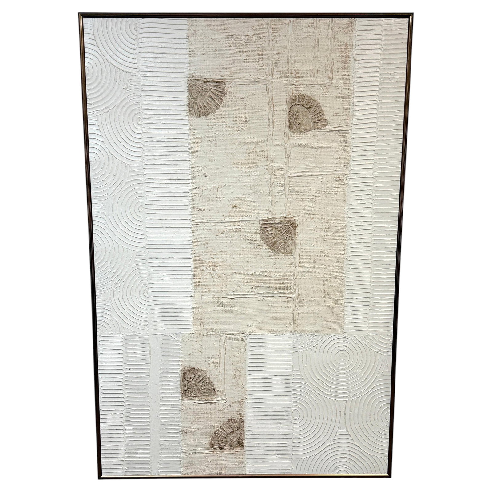 1980s Harris Strong Mixed Media Fiber Wall Art Shell Relief 54 in (1 of 18)