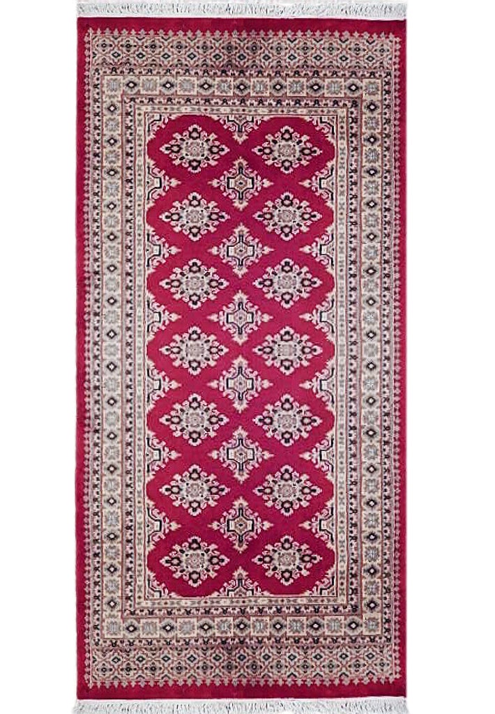 Hand-Knotted 3'1 x 5'1 Red Jaldar Bokhara Area Rug from Pakistan (1 of 7)