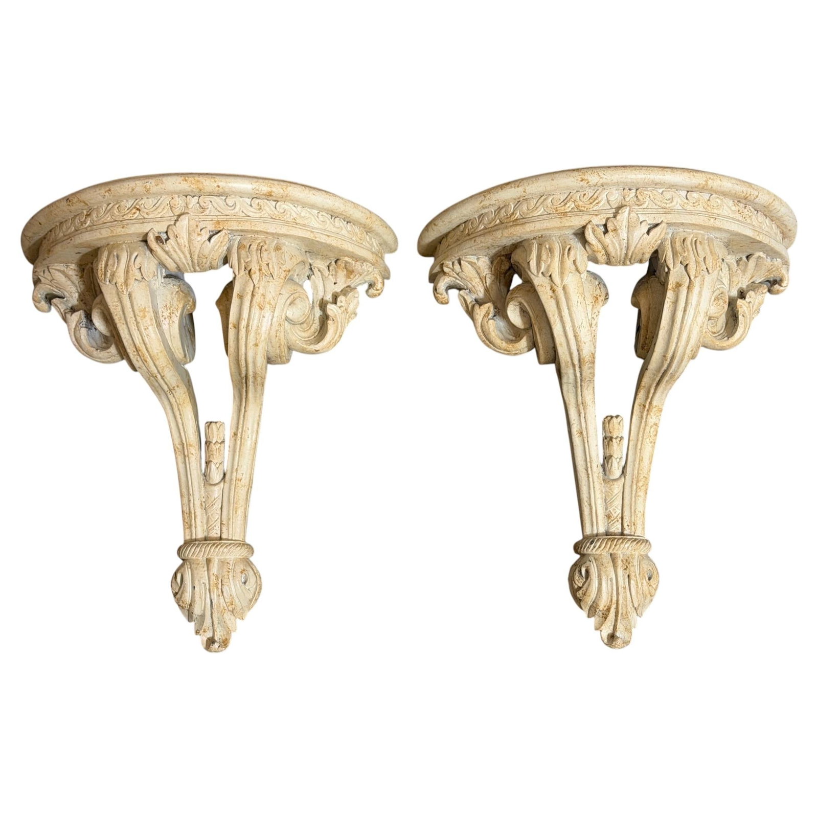 Set of 2 Gustavian Style Resin Wall Brackets Lacquered Late 20th Century (1 of 10)