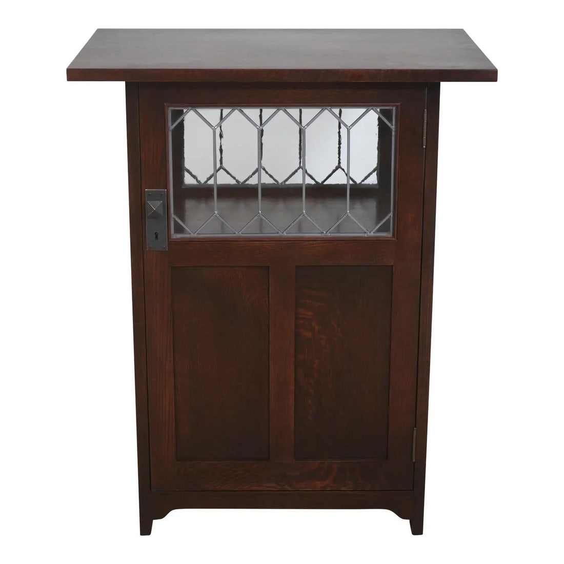 Oak lighted cabinet with leaded glass Stickley Roycroft Mission (1 of 10)