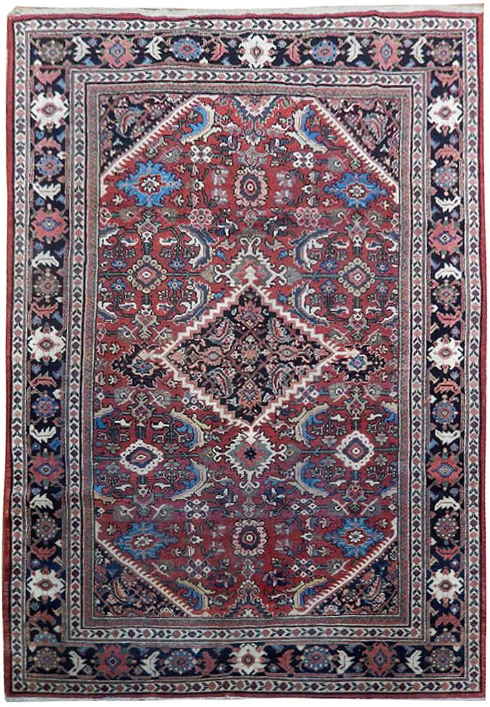 Stunning 6.8 x 9.7 Red Antique Persian Heriz Rug: Stunning 6.8 x 9.7 Red Antique Persian Heriz Rug Free continental US Shipping Enhance your living space with this exquisite 6.8 x 9.7 Red Antique Persian Heriz Rug. Featuring a stunning traditional de