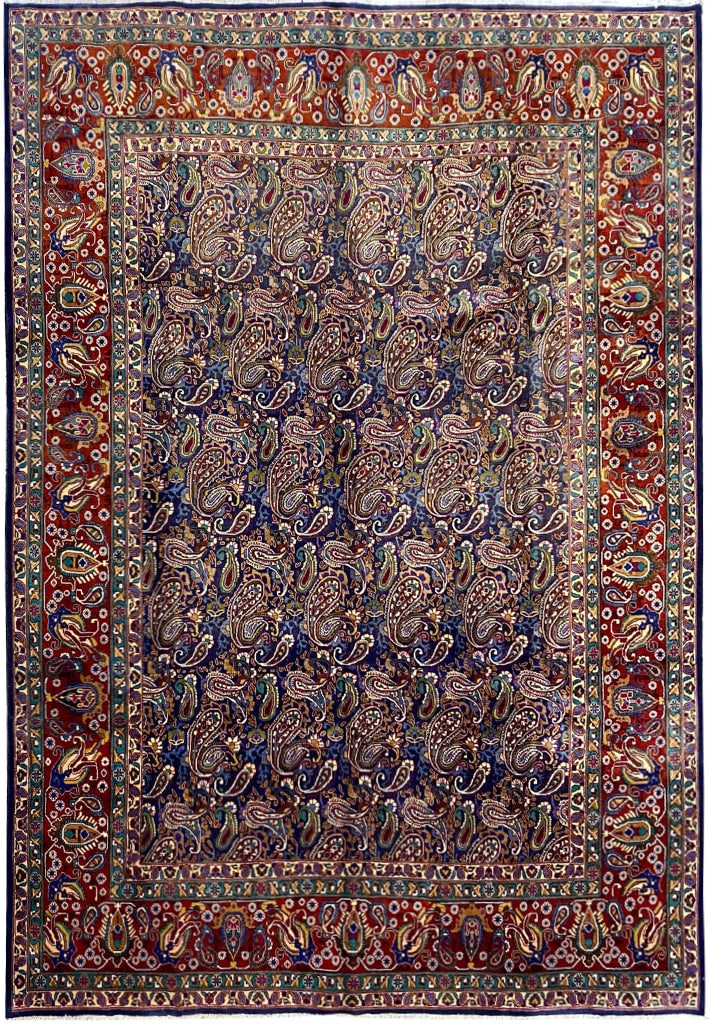 Persian Khorasan Rug 9.7 x 12.3 Paisley Navy Blue: Persian Khorasan Rug 9.7 x 12.3 Paisley Navy Blue Free continental US Shipping Discover the elegance of this 9.7 x 12.3 Semi-Antique Persian Khorasan Rug, featuring an intricate paisley design in a ri