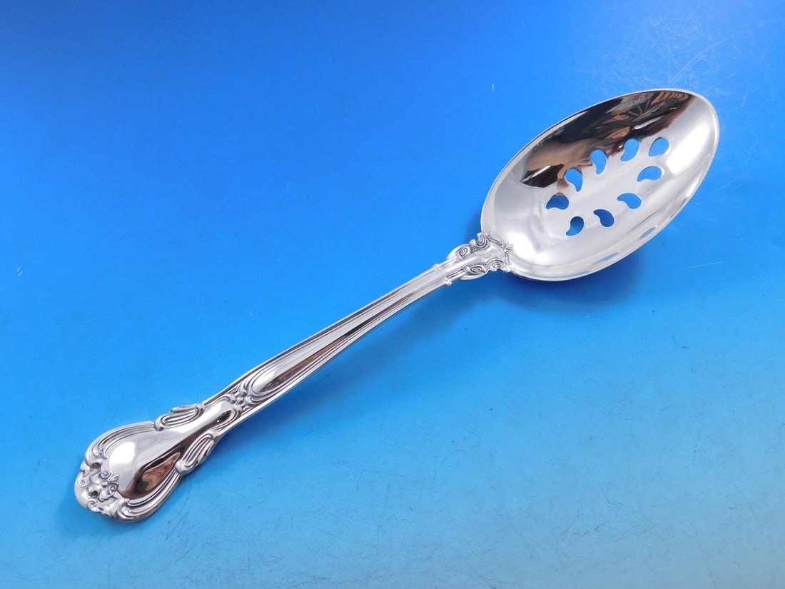 Gorham Chantilly Sterling Silver Pierced Serving Spoon 9-Hole 8 3/8" (1 of 9)