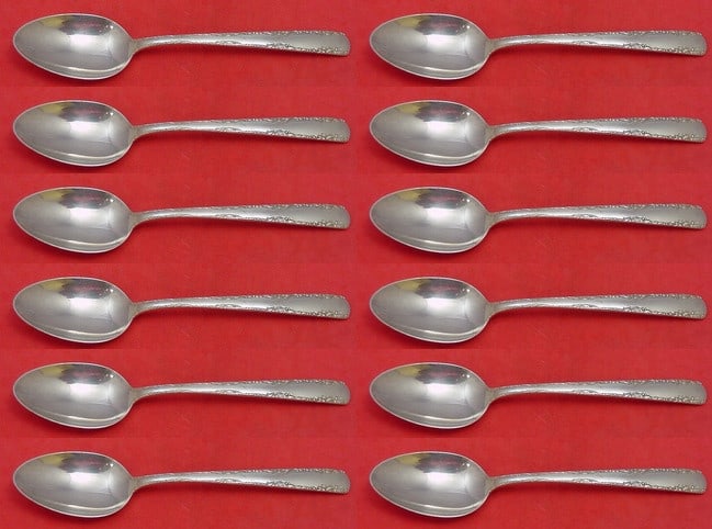 Gorham Camellia Sterling Silver Teaspoon Set 12 Pieces: Gorham Camellia Sterling Silver Teaspoon Set 12 Pieces Enhance your dining experience with this exquisite 12-piece set of teaspoons in the elegant Camellia pattern by Gorham. Crafted from high-quality