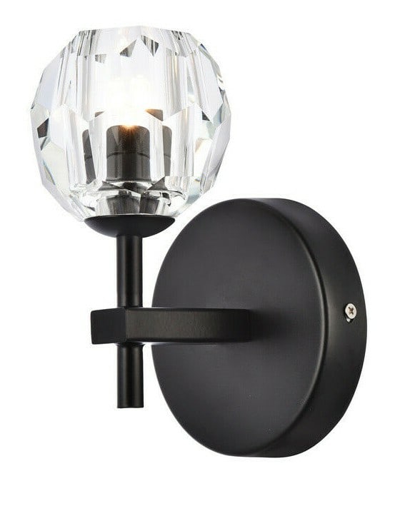 Black Crystal Glass Wall Sconce Eren 1 Light (1 of 5)