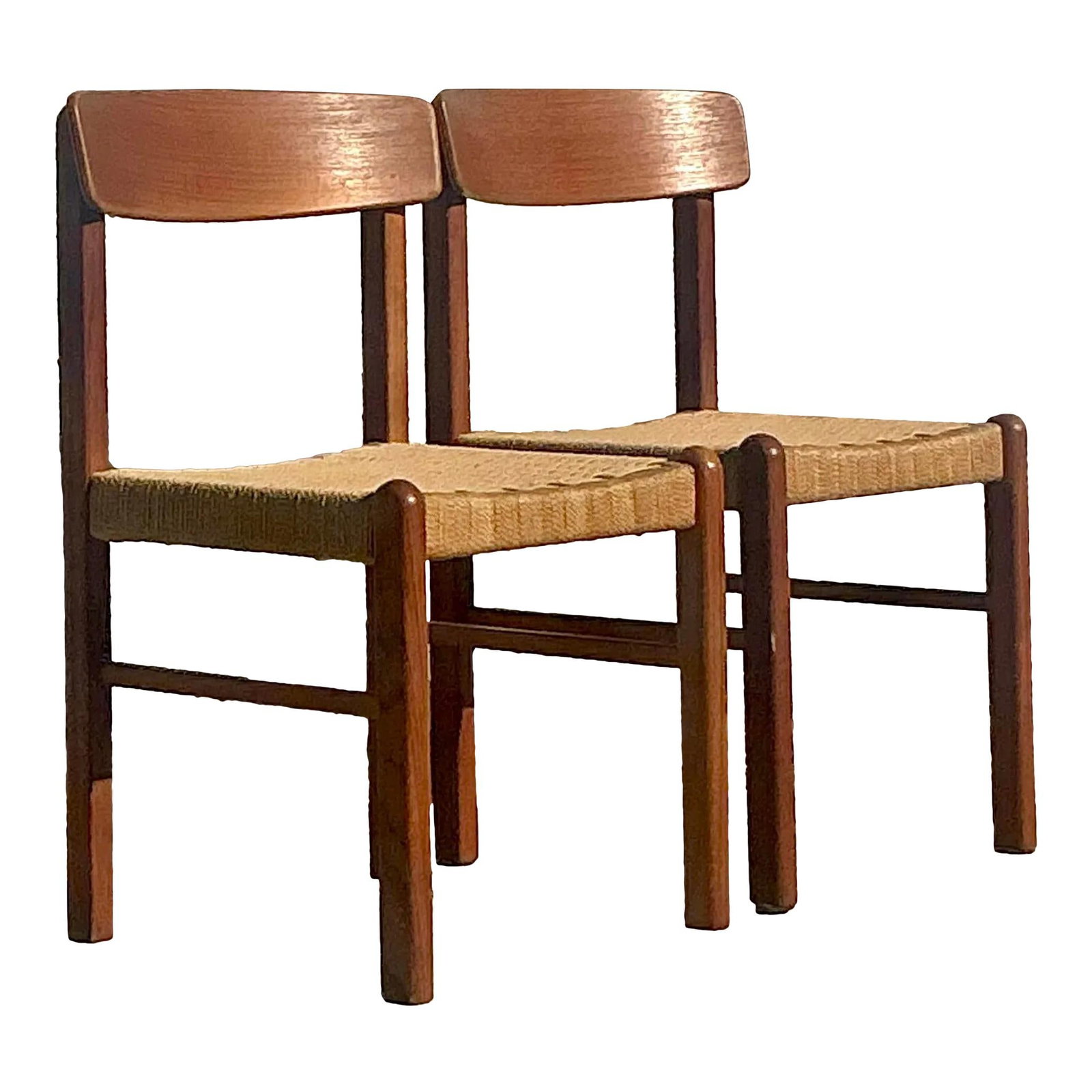 Set of 2 Vintage Mid-Century Modern Woven Rope Dining Chairs (1 of 7)
