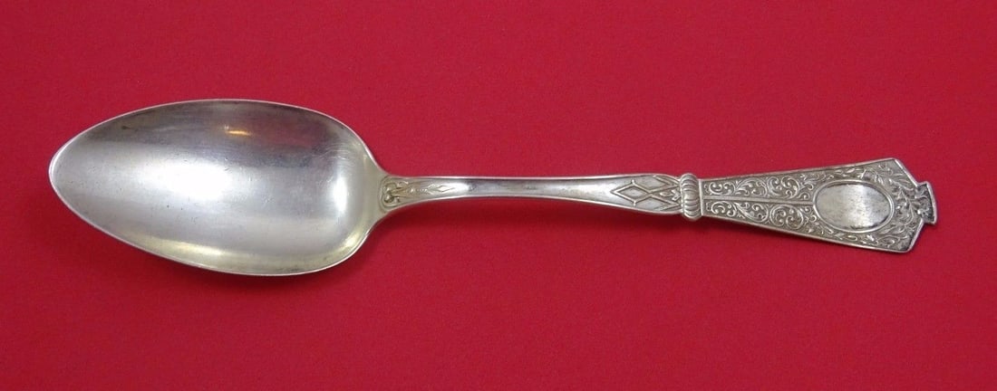 Seymour Duchess Sterling Silver 8 Inch Serving Spoon: Seymour Duchess Sterling Silver 8 Inch Serving Spoon Sterling silver serving spoon in the Duchess pattern by Seymour. The piece measures 8 inches and is identified as a U.S.-made heirloom silverware i