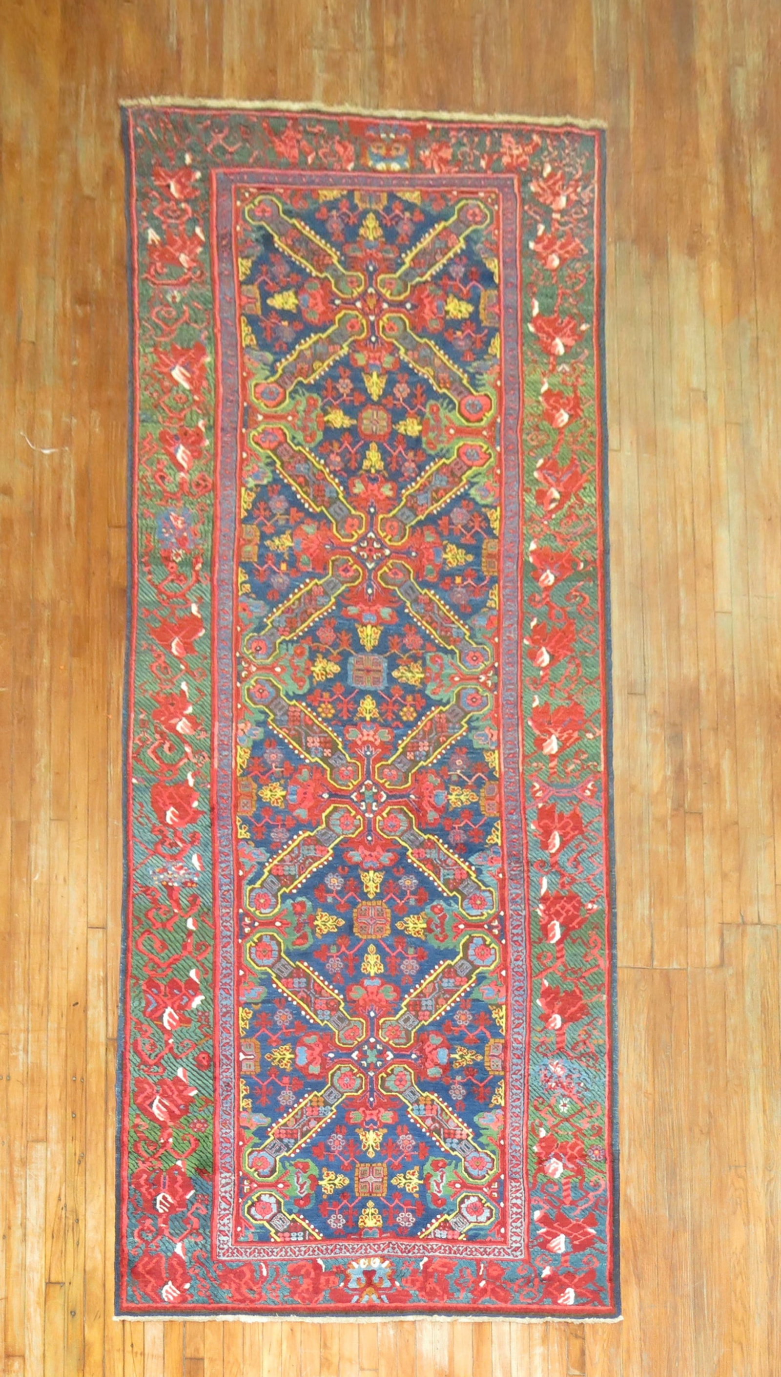 5' x 13' 3" Caucasian Karabagh Gallery Rug Zeychour Design: 5' x 13' 3" Caucasian Karabagh Gallery Rug Zeychour Design A 19th-century Karabagh gallery rug featuring a Zeychour keyhole design. It is woven in lustrous wool with jewel-toned colors and an intricat
