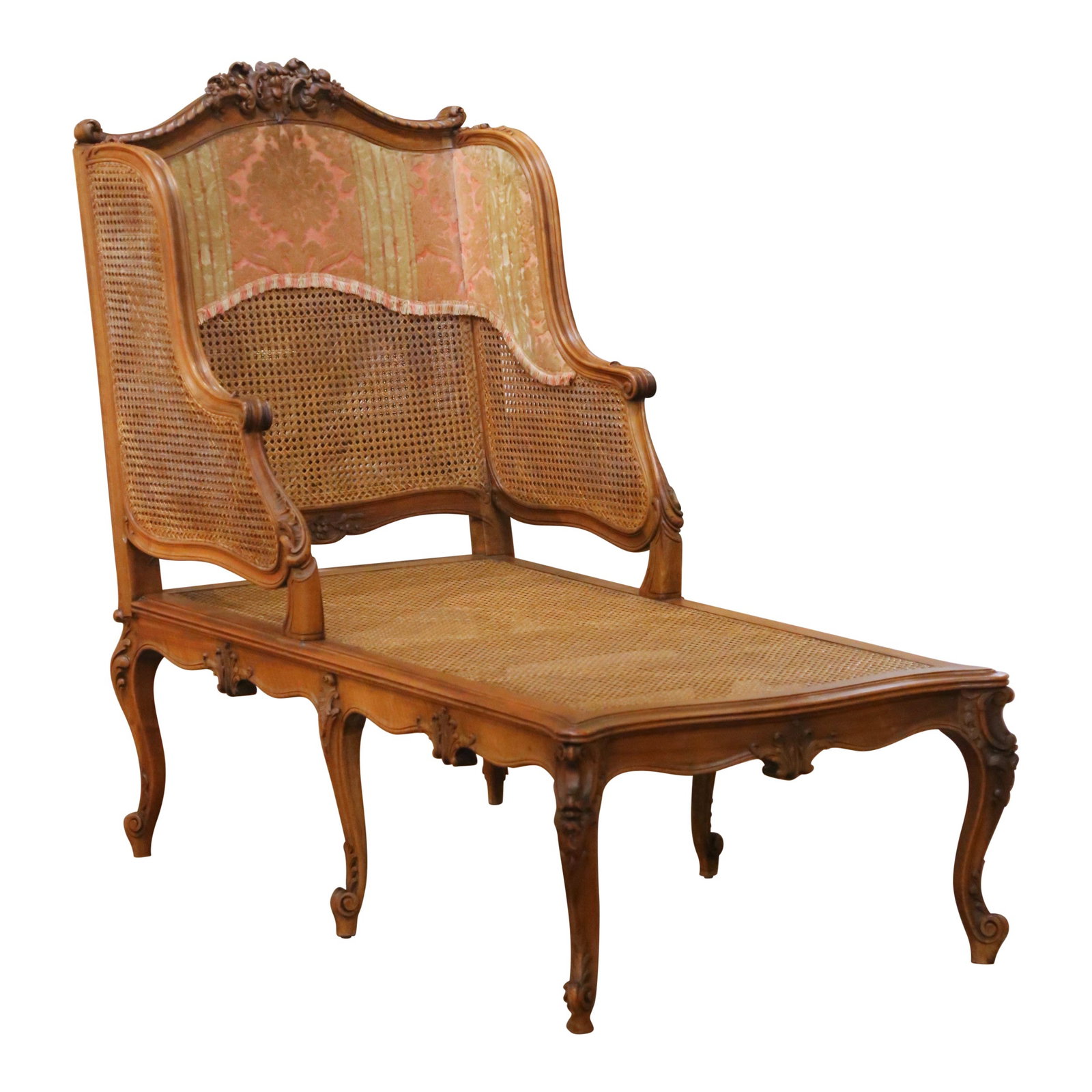 French Louis XV Walnut Caned Chaise Longue circa 1890 (1 of 12)
