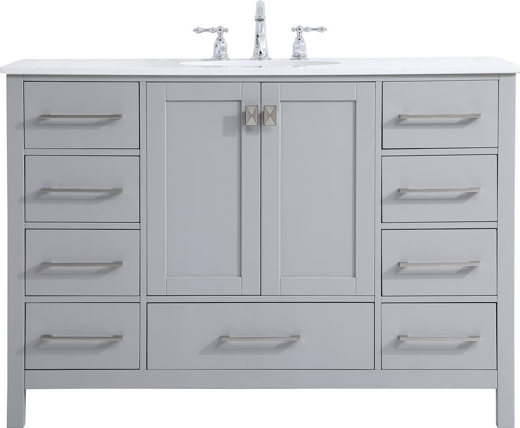 Elegant Lighting Gray 48 Inch Transitional Bathroom Vanity Stone Top: Elegant Lighting Gray 48 Inch Transitional Bathroom Vanity Stone Top This elegant 48" bathroom vanity features a stunning stone top and a sophisticated brushed nickel finish. Designed in a transitiona