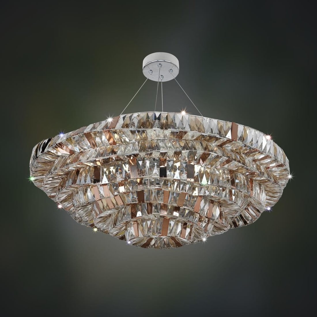 Kalco Gehry Style Crystal Pendant Chrome Finish 21 Bulbs Dimmable Indoor Lighting (1 of 1)