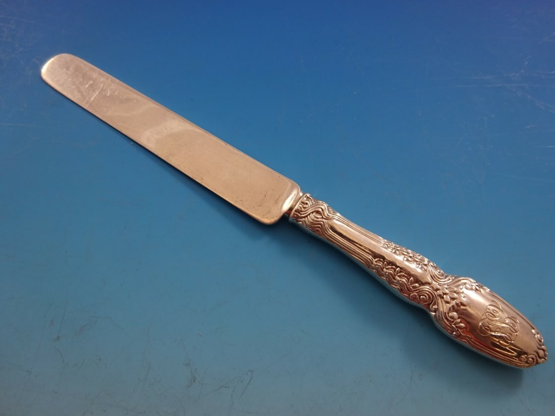 Tiffany & Co Broom Corn Sterling Silver Dessert Knife 7.5" Monogrammed (1 of 4)