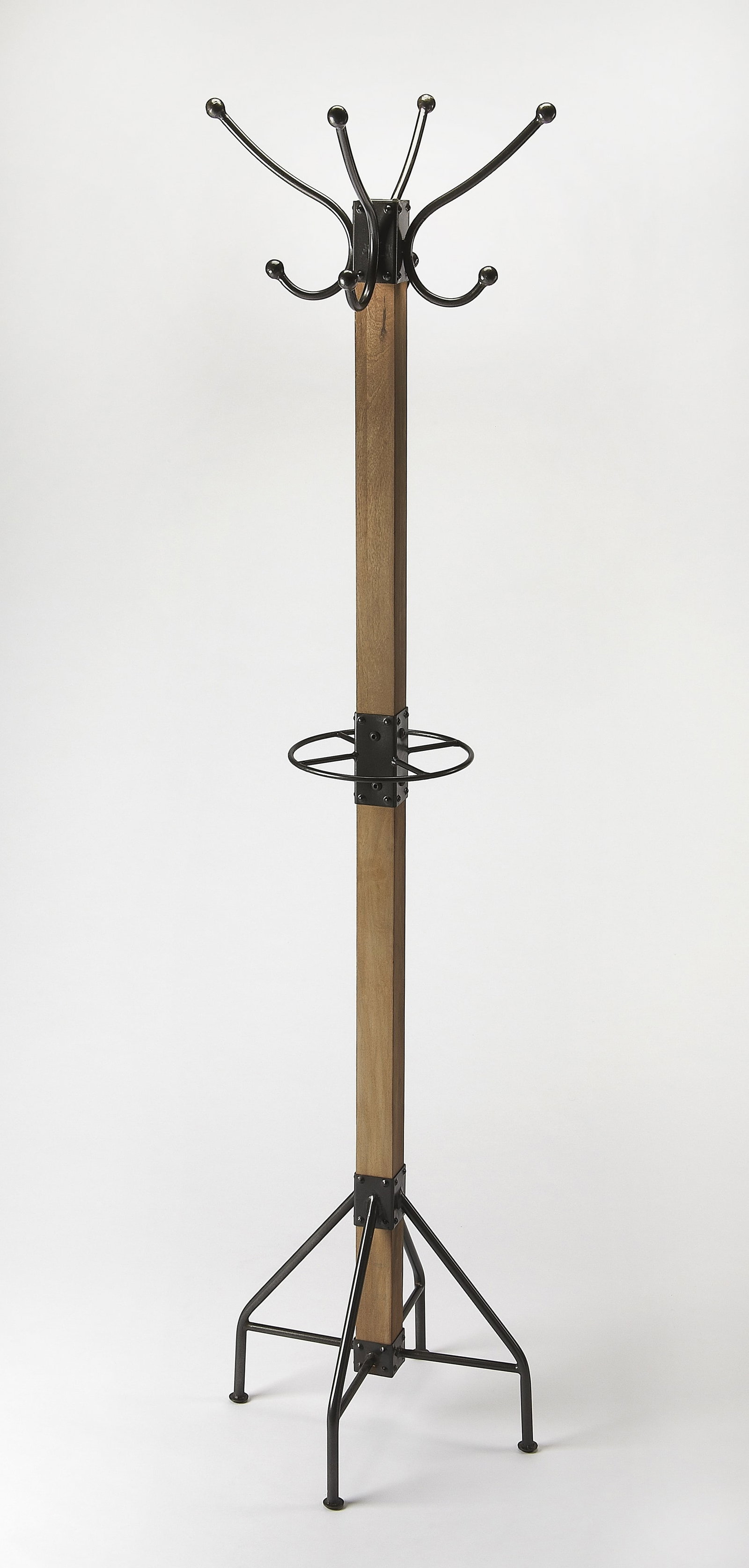Butler Logan Square 2-Tier Coat Rack in Medium Brown Finish (1 of 5)