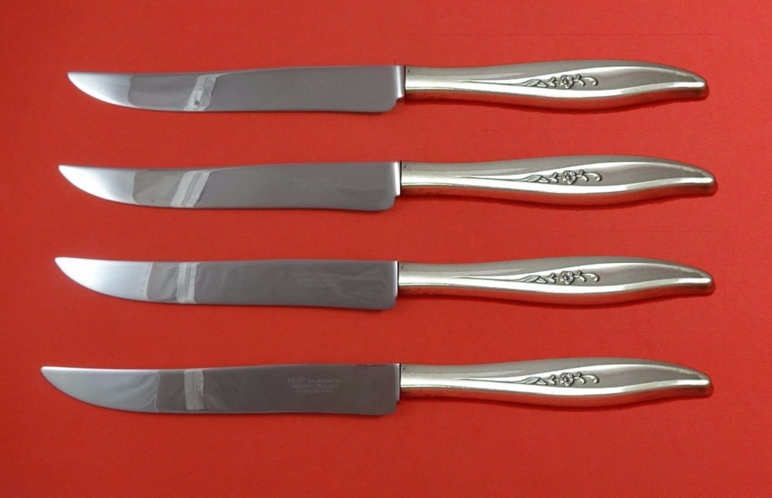 Oneida Twilight Sterling Silver 4pc Texas Sized Steak Knife Set (1 of 1)