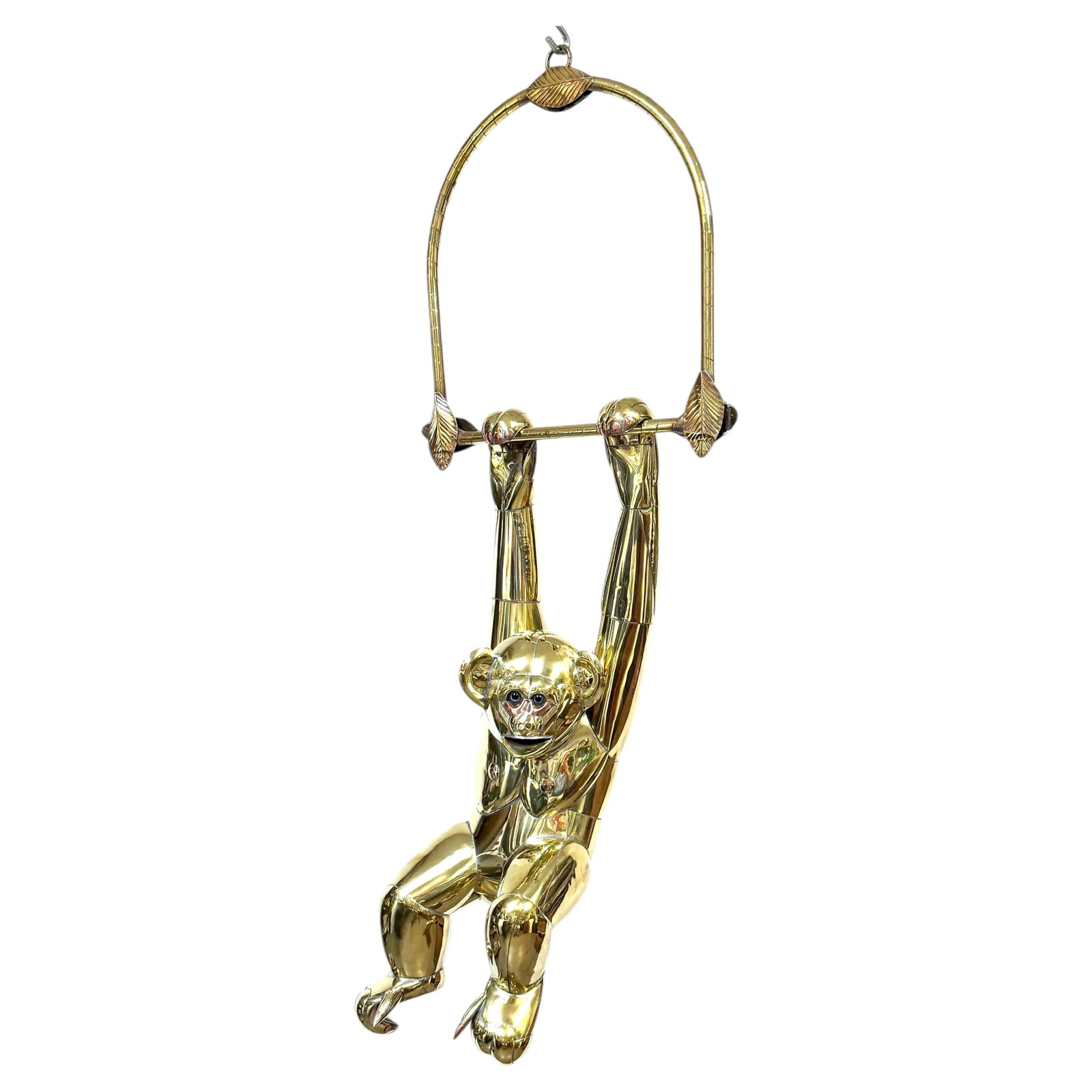 Attributed Sergio Bustamante brass copper monkey sculpture with hanging branch (1 of 18)