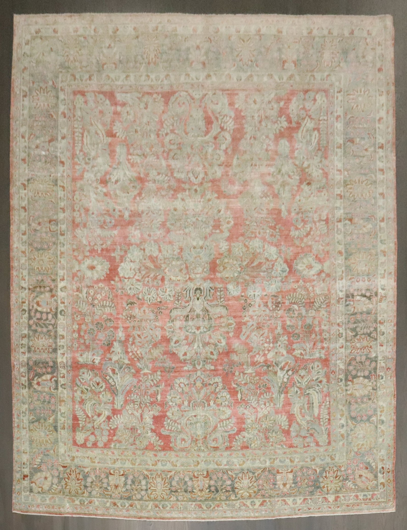 8' 11" x 11' Light Tone Sarouk Room Rug Persian: 8' 11" x 11' Light Tone Sarouk Room Rug Persian Early 20th century Persian Sarouk room-size rug with a light tone palette. This pre-owned rug features the classic Sarouk design and is suited for use a