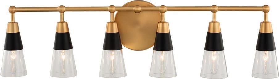 Kalco Modern Mid-Century 6-Light Bath Light Brass Black Finish (1 of 1)