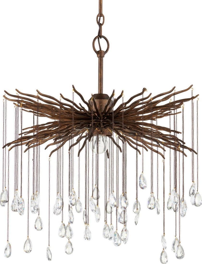Currey Fen Adjustable Cupertino Crystal Wrought Iron Chandelier (1 of 4)