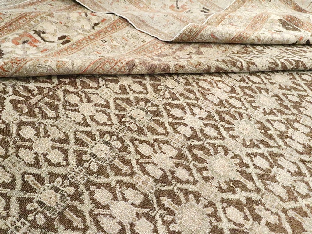 14' 9" x 21' 9" Persian Bibikabad Oversize Rug Earth Tones: 14' 9" x 21' 9" Persian Bibikabad Oversize Rug Earth Tones Oversize Persian Bibikabad rug in earth tones, featuring a warm palette of browns, caramel, and rust. This early 20th century piece is pre-ow