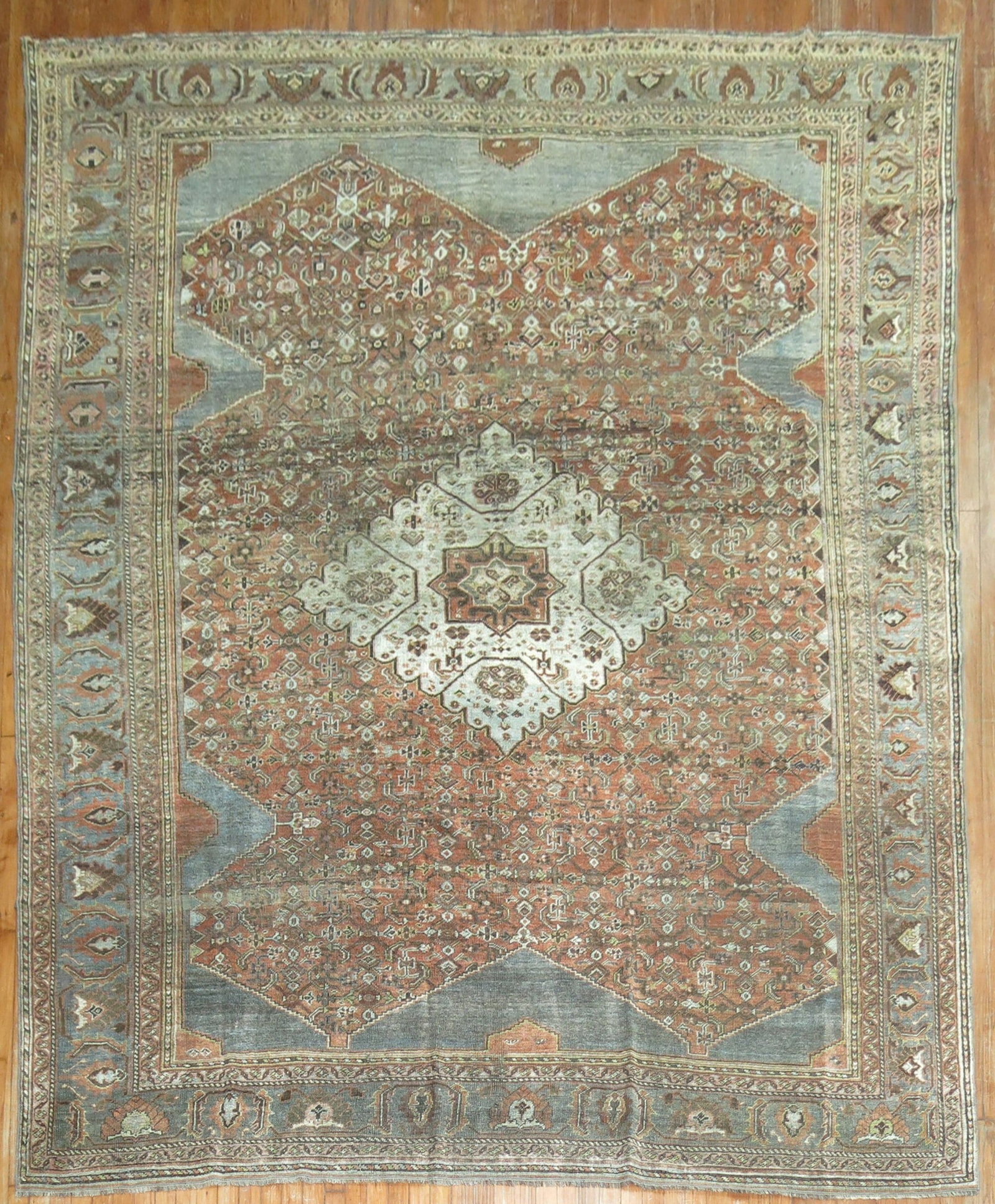 8' 8" x 10' 10" Persian Shiraz Tribal Room Rug: 8' 8" x 10' 10" Persian Shiraz Tribal Room Rug Rare antique Persian Shiraz tribal rug in a room-size format. This pre-owned rug features a tribal design and is categorized as Shabby Chic. Specificatio