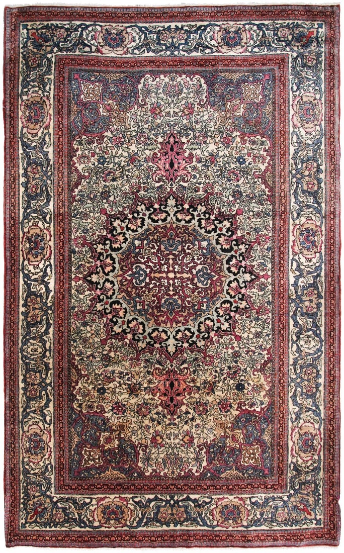 Antique Persian Floral Medallion Wool Area Rug 5 x 7 ft (1 of 14)