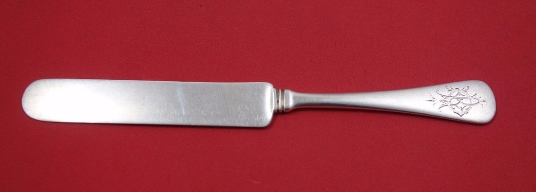 Vanderslice Yerba Buena Janin Sterling Silver Knife 7.5": Vanderslice Yerba Buena Janin Sterling Silver Knife 7.5" This exquisite sterling silver knife, crafted by Vanderslice, features the distinctive Yerba Buena aka Janin pattern. Measuring 7 1/2 inches, t