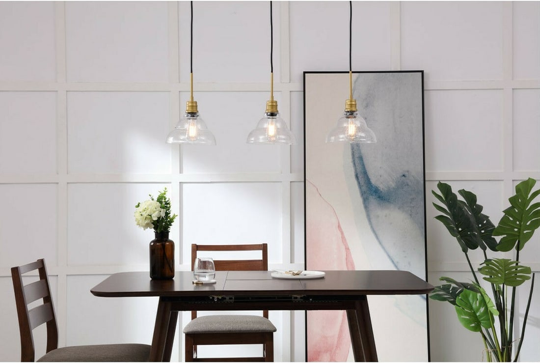 Clive 3-Light Brass Bubble Glass Pendant Chandelier (1 of 12)