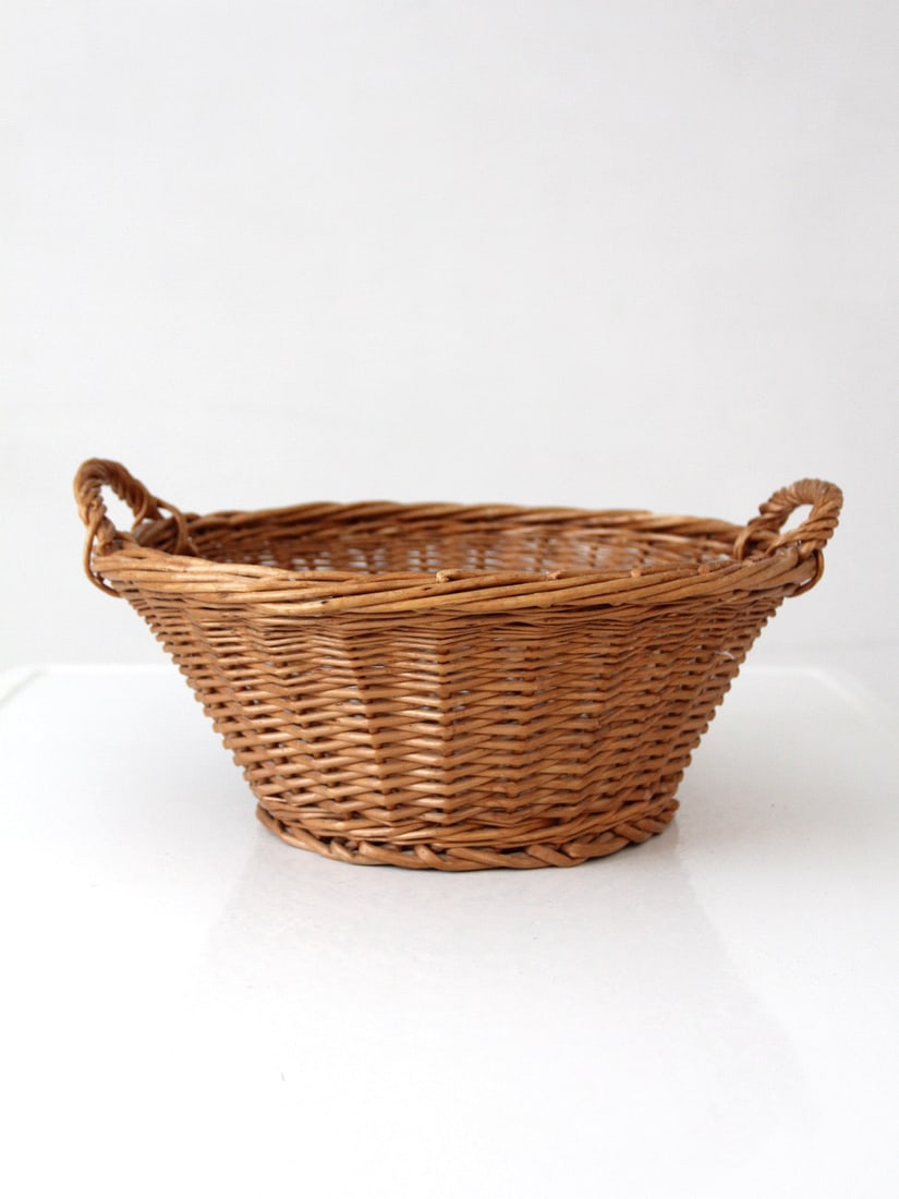 Handwoven Wicker Basket with Wrapped Side Handles 15 inch (1 of 12)