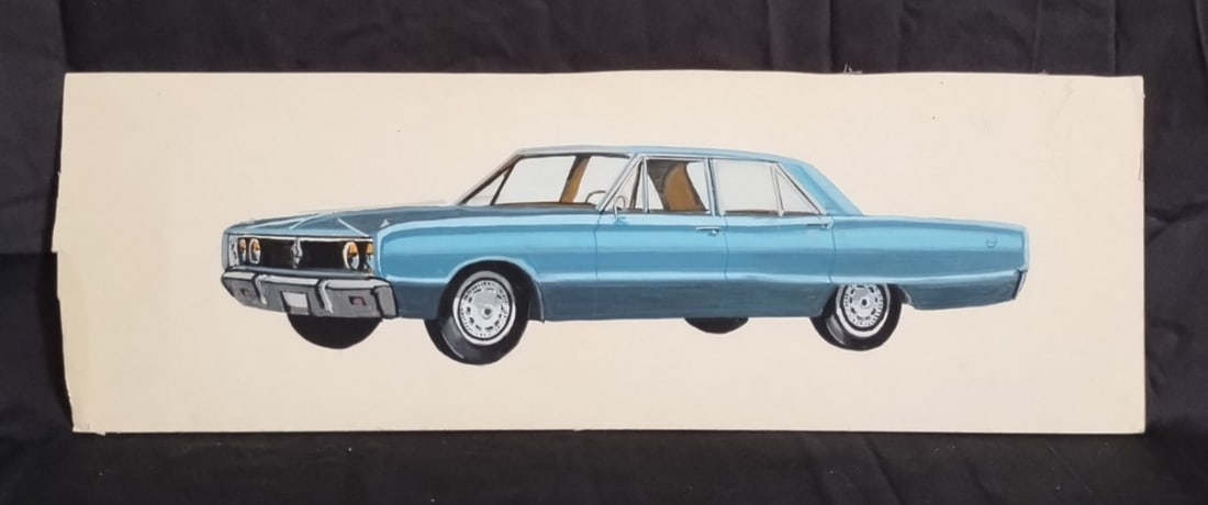 1967 Dodge Coronet Sedan original watercolor ad illustration Detroit (1 of 6)