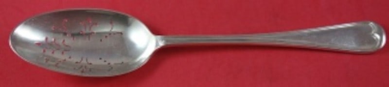 James Robinson Thread Edge Sterling Pierced Serving Spoon 9 1/2": James Robinson Thread Edge Sterling Pierced Serving Spoon 9 1/2" A sterling silver pierced serving spoon in the Thread Edge pattern by James Robinson. It is not monogrammed and is described as being i