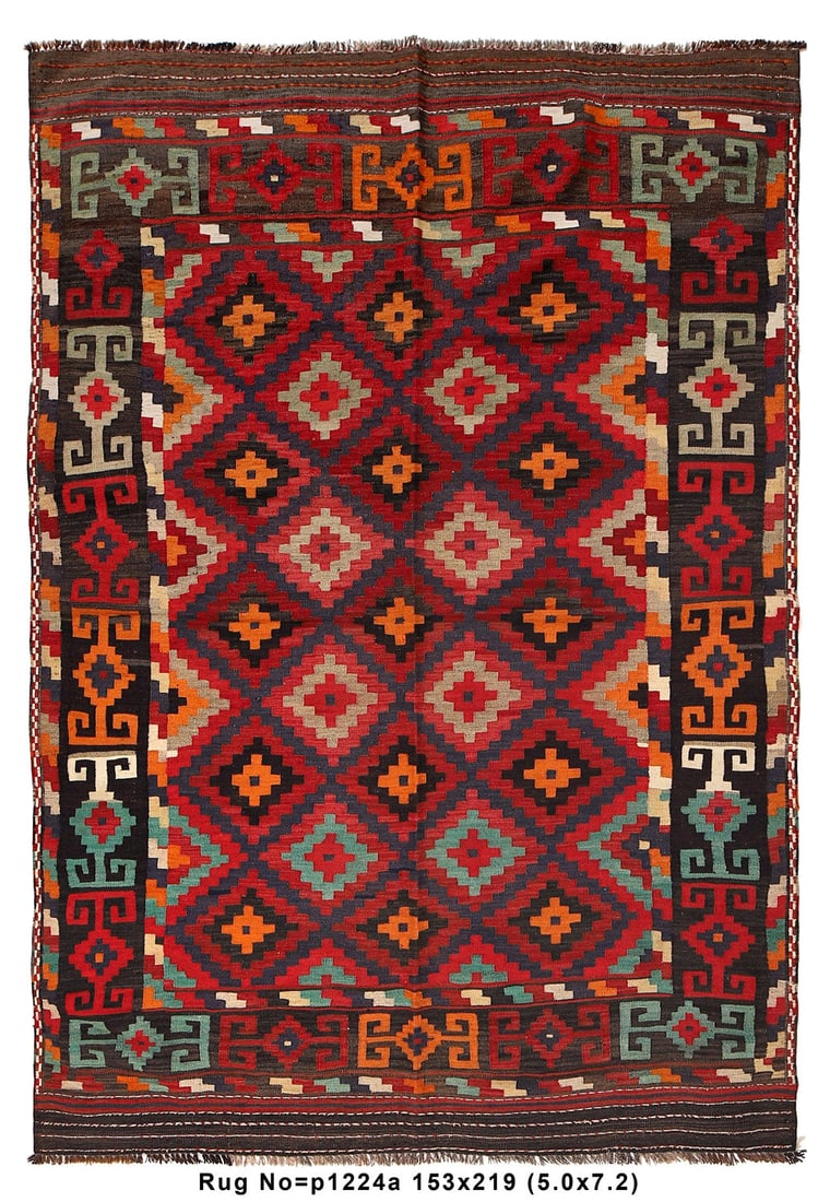 5 x 7.2 Handmade Tribal Kilim Area Rug: 5 x 7.2 Handmade Tribal Kilim Area Rug Free continental US Shipping Enhance your living space with this exquisite 5 x 7.2 handmade flat weave tribal Kilim area Afghan rug. This stunning rug showcases 
