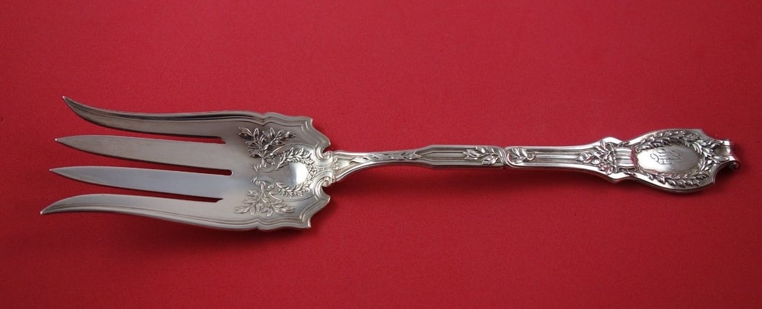 Durgin Du Barry Sterling Silver Salad Serving Fork 9 1/4 Inch Monogrammed: Durgin Du Barry Sterling Silver Salad Serving Fork 9 1/4 Inch Monogrammed This exquisite Du Barry salad serving fork by Durgin is crafted from high-quality sterling silver, showcasing both elegance an