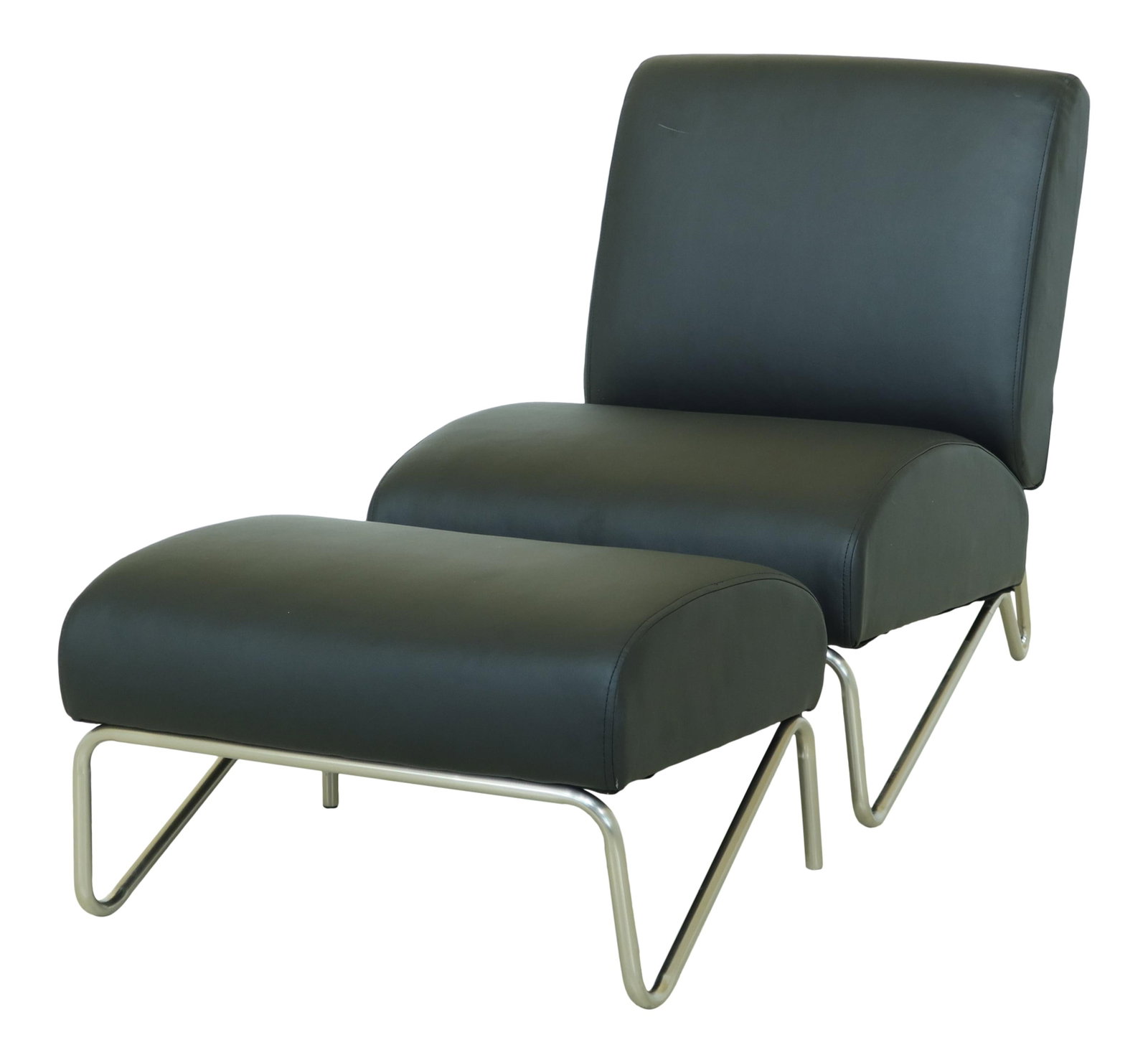 Directions East Mid Century Modern Black Chrome Chair Ottoman Set (1 of 10)