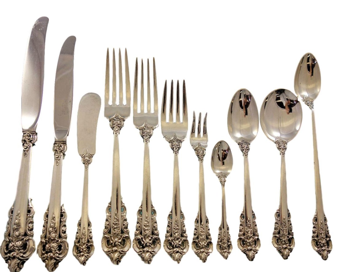 Wallace Grande Baroque Sterling Silver 145 Piece Flatware Service for 12 (1 of 12)