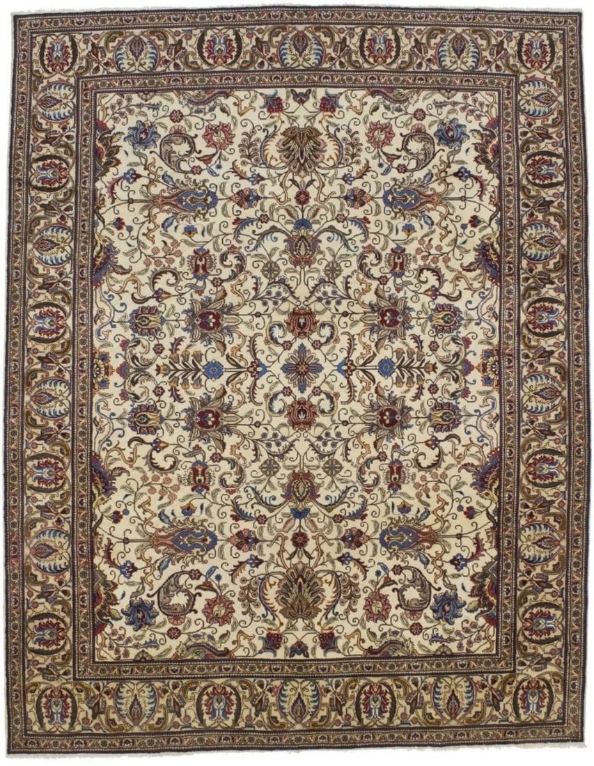 Large Vintage Hand-Knotted Wool Area Rug Floral Western Asia 9'10 x 12'8: Large Vintage Hand-Knotted Wool Area Rug Floral Western Asia 9'10 x 12'8 This rare handmade wool oriental rug features a beautiful floral pattern in a vintage style, adding a touch of elegance to any 