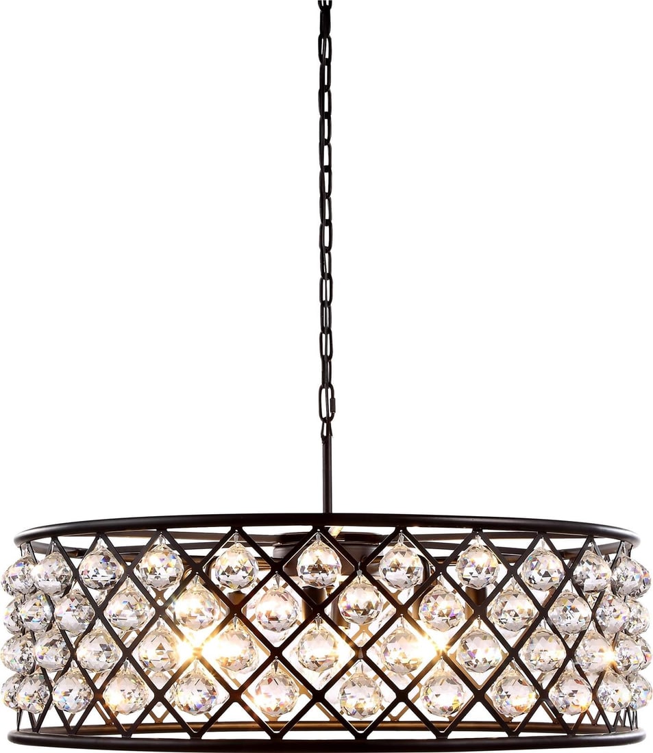 Elegant Madison Crystal Pendant Light 32 Inches Polished Nickel 8 Bulbs: Elegant Madison Crystal Pendant Light 32 Inches Polished Nickel 8 Bulbs Illuminate your space with the Madison Crystal Pendant Light, a stunning centerpiece that exudes elegance. This pendant light fe