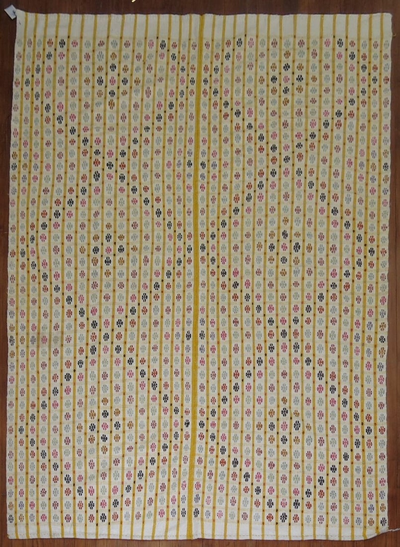 6' 10" x 9' 10" Turkish Kilim Jajim Rug Ivory Field (1 of 5)