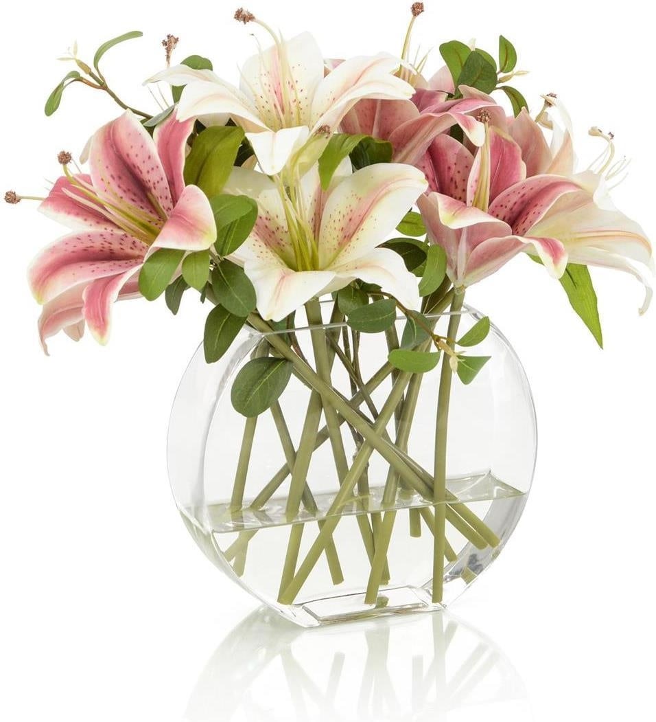 John-Richard Stunning Stargazer Lily Arrangement Fuchsia Blooms 13H 15W 11D: John-Richard Stunning Stargazer Lily Arrangement Fuchsia Blooms 13H 15W 11D This stunning lily display features vibrant fuchsia blooms that will add a touch of elegance to any setting. Perfectly craft