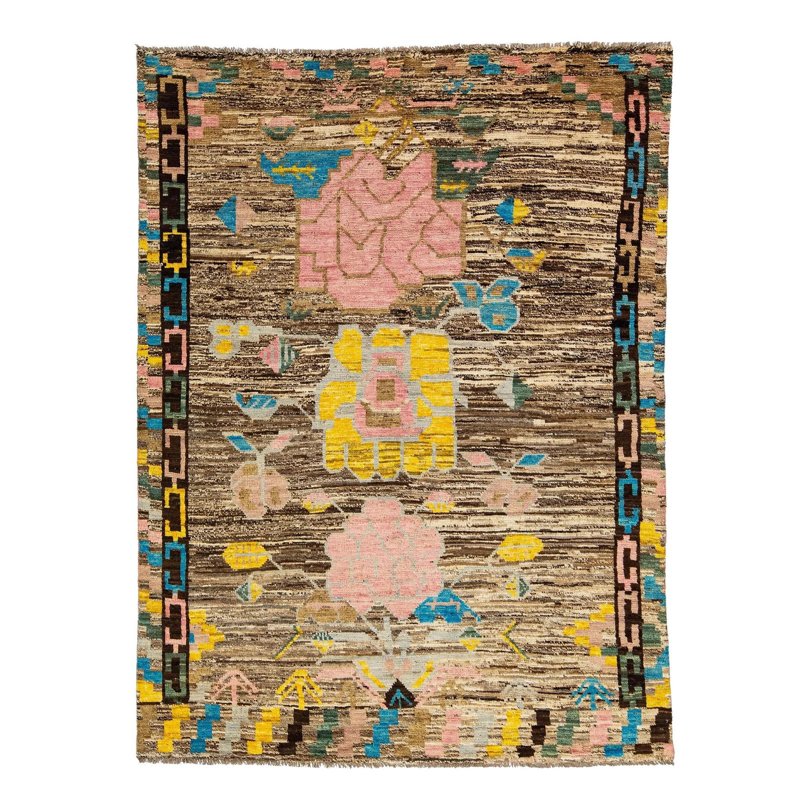 Contemporary Moroccan Wool Rug Floral Design Brown 5'10 x 7'10 (1 of 9)