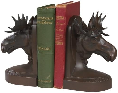Chocolate Moose Lodge Style Bookends Hand-Cast Resin Decor: Chocolate Moose Lodge Style Bookends Hand-Cast Resin Decor This item is made at time of order. Please allow 42 to 70 days for production. Enhance your decor with these exquisite Chocolate Moose Booken