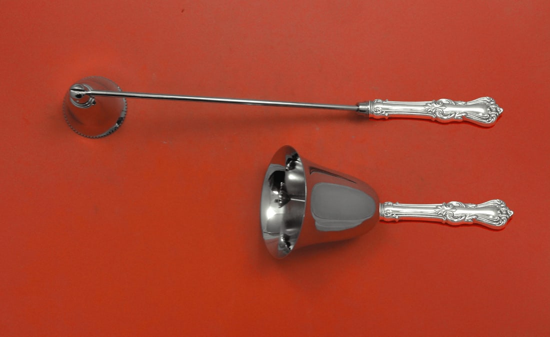 Reed Barton Marlborough Sterling Silver 2pc Hostess Set Dinner Bell Candle Snuffer (1 of 5)