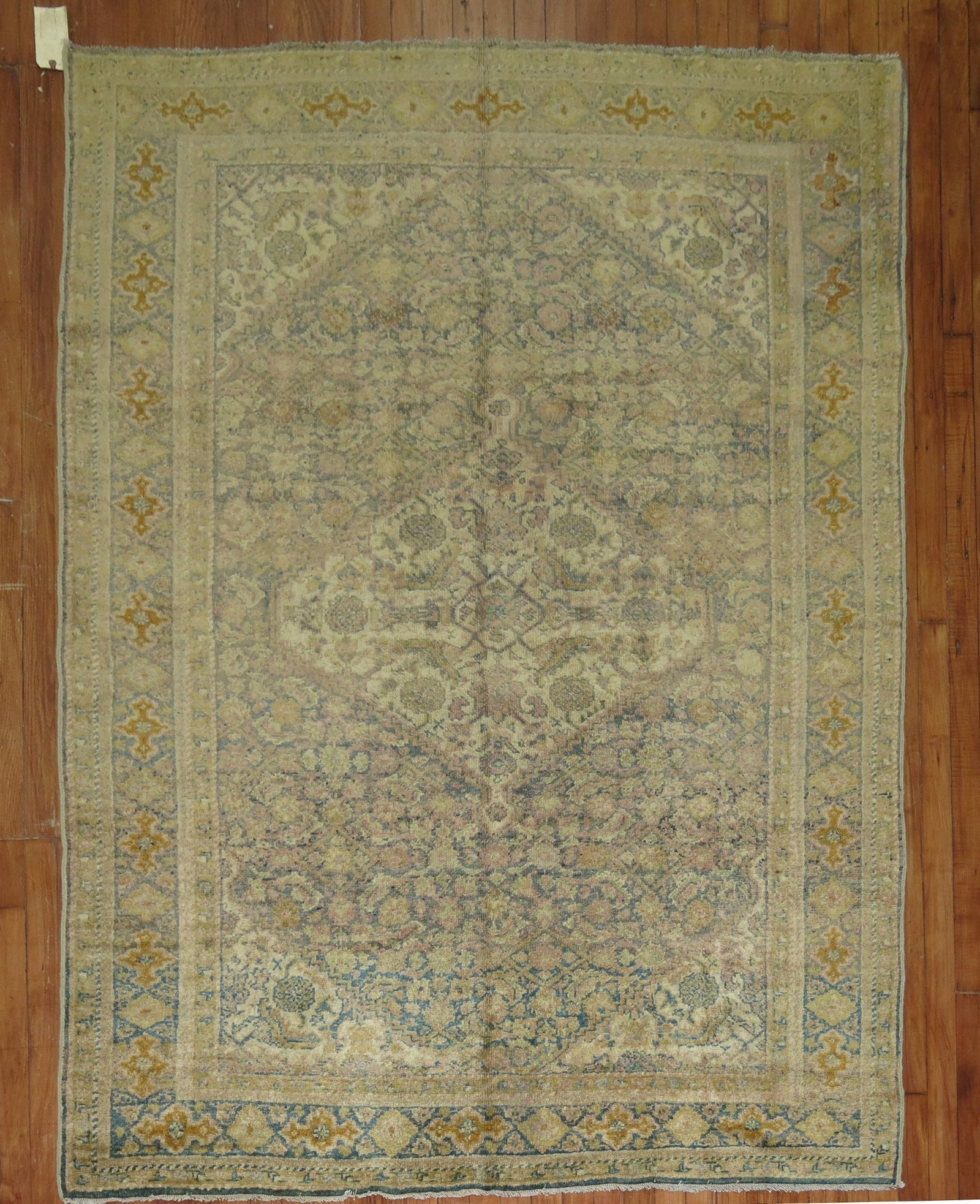 5' 3" x 7' 3" Persian Sultanabad Mahal Accent Rug: 5' 3" x 7' 3" Persian Sultanabad Mahal Accent Rug An early 20th century Persian Mahal rug featuring a classic Herati design. This square-size accent rug is offered in pre-owned condition. Specificatio