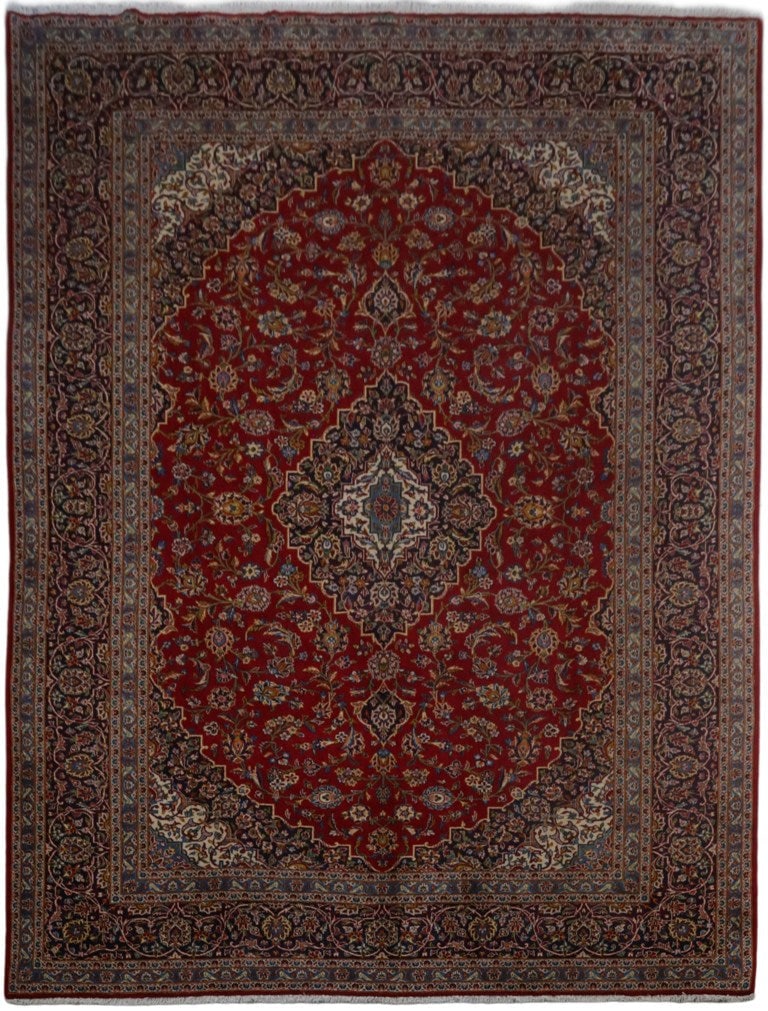 Handcrafted 10 x 13.2 Red Persian Signed Kashan Rug: Handcrafted 10 x 13.2 Red Persian Signed Kashan Rug Free continental US Shipping Discover the exquisite beauty of this 10' x 13.2' Red Classic Design Persian Signed Kashan Rug, handcrafted by skilled 