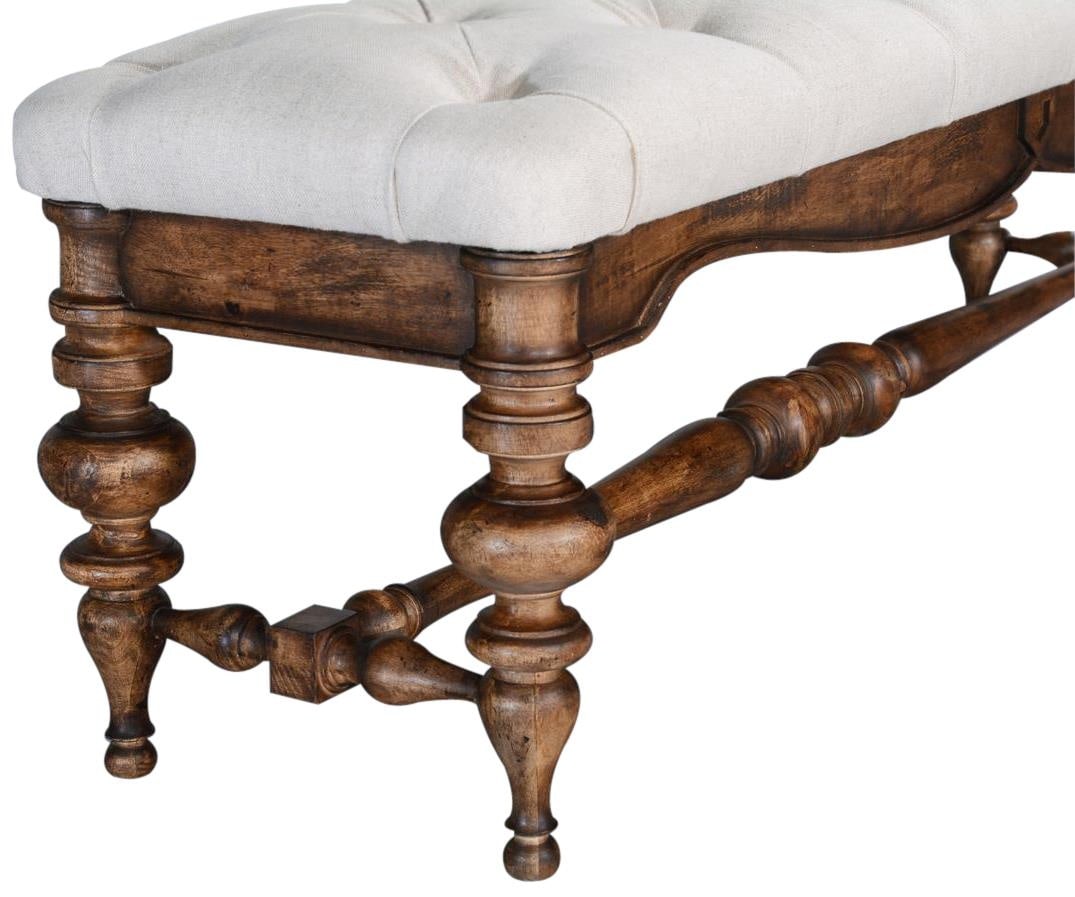 Rustic Old World Backless Wooden Bench in Distressed Oatmeal Finish (1 of 2)