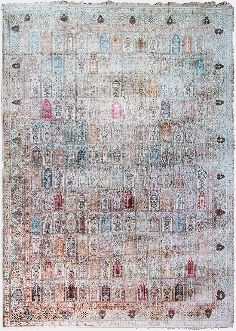 Antique Hand Knotted Turkish Hereke Silk Metal Area Rug 10x14 (1 of 11)