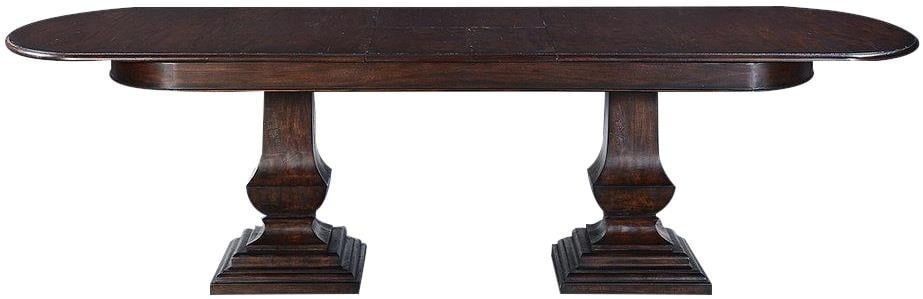 Tuscan Style Rustic Pecan Oval Dining Table with Butterfly Leaf (1 of 7)